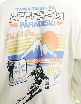 Бежевая толстовка оверсайз с принтом на спине ASOS