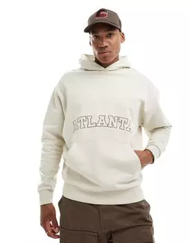 Бежевая толстовка оверсайз с вышитым городским принтом ASOS DESIGN