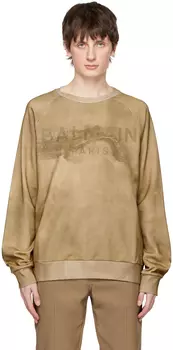 Бежевая толстовка с принтом Balmain