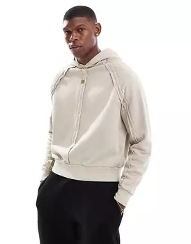Бежевая толстовка свободного кроя с отстрочкой ASOS DESIGN