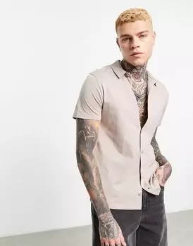 Бежевая трикотажная рубашка ASOS