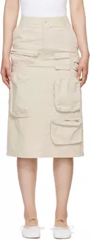 Бежевая юбка миди с карманом MM6 Maison Margiela