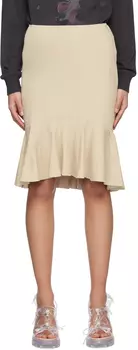 Бежевая юбка-миди с оборками и полосками We11done