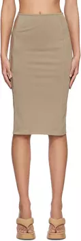 Бежевая юбка-миди с вырезом lesugiatelier