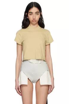 Бежевая укороченная футболка Hollywood Small Level Rick Owens DRKSHDW