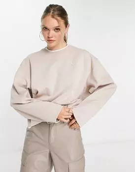 Бежевая укороченная толстовка премиум-класса adidas Originals