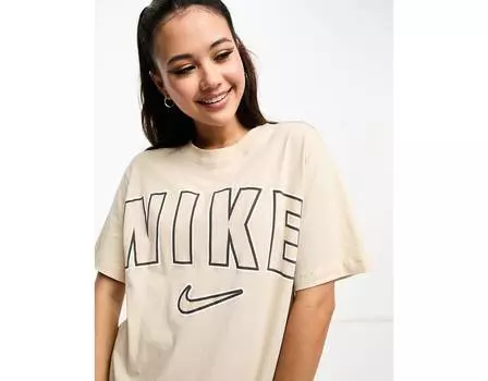 Бежевая университетская футболка бойфренда Nike Sanddrift