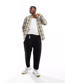 Бежевая узкая рубашка в клетку ASOS