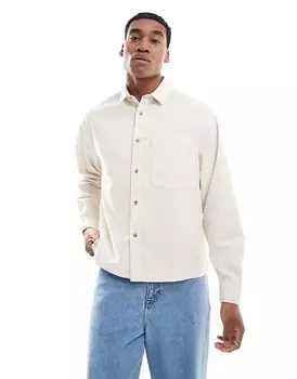 Бежевая вельветовая рубашка свободного кроя ASOS DESIGN