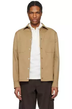 Бежевая верхняя рубашка из хлопкового габардина Moncler