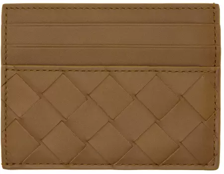 Бежевая визитница Intrecciato Bottega Veneta
