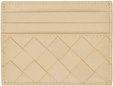 Бежевая визитница Intrecciato Bottega Veneta
