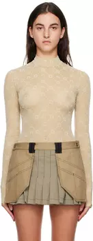 Бежевая водолазка с лунограммой, белая Marine Serre