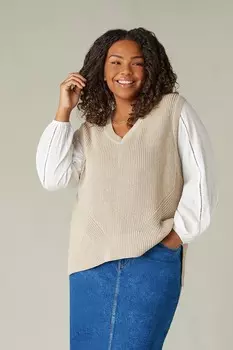 Бежевая вязаная майка Live Unlimited, бежевый