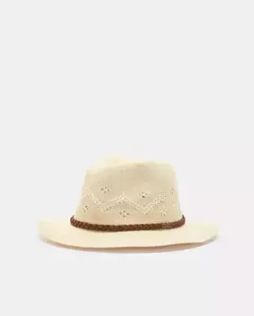 Бежевая вязаная шапка с плетеной лентой Barbour