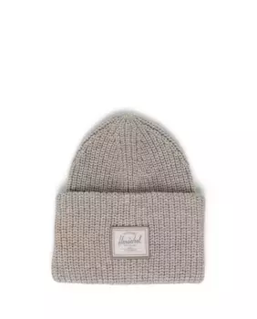 Бежевая вязаная шапка унисекс в рубчик Herschel, светло-коричневый