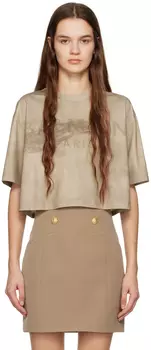 Бежевая выцветшая футболка Balmain