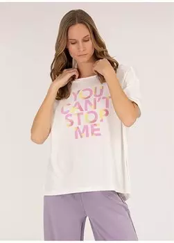 Бежевая женская футболка с круглым вырезом с принтом HUSTON Pierre Cardin, бежевый