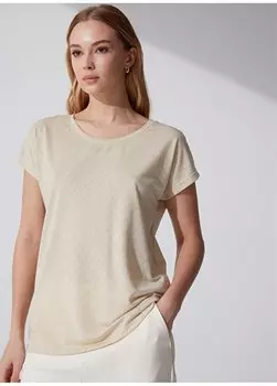 Бежевая женская футболка с круглым вырезом VIENTA-23Y Pierre Cardin, бежевый