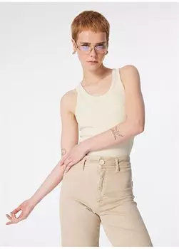 Бежевая женская футболка с U-образным вырезом L241615A92-Футболка без рукавов Lee, бежевый