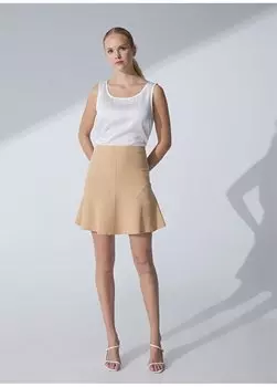 Бежевая женская короткая льняная юбка SOLO-E Pierre Cardin, бежевый
