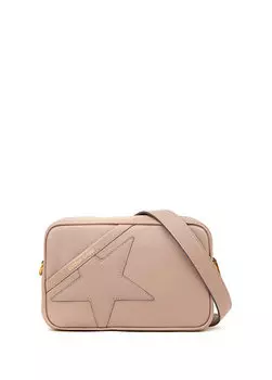 Бежевая женская кожаная сумка через плечо с логотипом Golden Goose