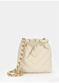 Бежевая женская кожаная сумка на плечо Les Visionnaires