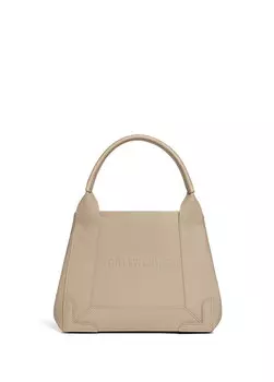 Бежевая женская кожаная сумка с логотипом Balenciaga