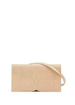 Бежевая женская кожаная сумка с логотипом Dolce&Gabbana