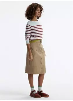 Бежевая женская прямая юбка средней длины с высокой талией 24YKET4002X Yargc, бежевый