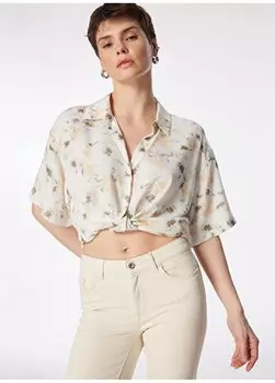 Бежевая женская рубашка с классическим воротником и узором 242 LCF 241003 VSBA BEIGE Lee Cooper, бежевый
