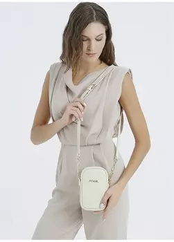 Бежевая женская сумка через плечо Fossil