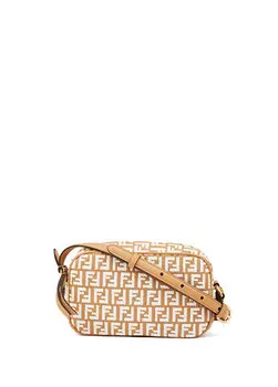 Бежевая женская сумка через плечо с логотипом Fendi
