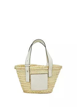 Бежевая женская сумка на плечо из пальмового волокна с логотипом Loewe