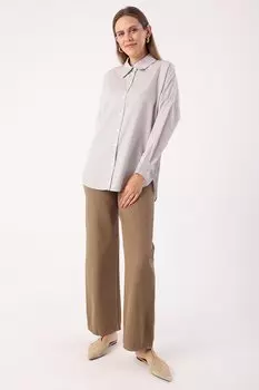 Бежево-белая базовая рубашка оверсайз ALL DAY