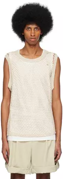 Бежево-белая майка с сотовым рисунком Recto