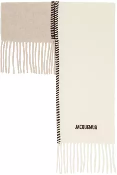 Бежево-белый шарф Le Raphia 'L'Echarpe Pampero' Jacquemus
