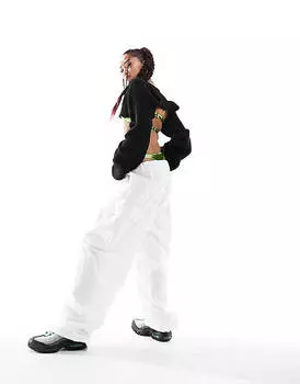 Бежево-бежевые брюки карго оверсайз с парашютными пуговицами Topshop