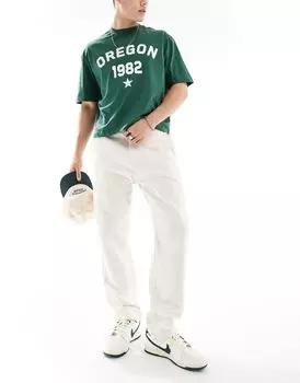 Бежево-бежевые джинсы плотного кроя с двойным коленом Hollister