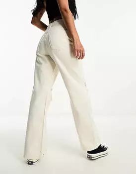 Бежево-бежевые мешковатые джинсы с рваными коленями Miss Selfridge