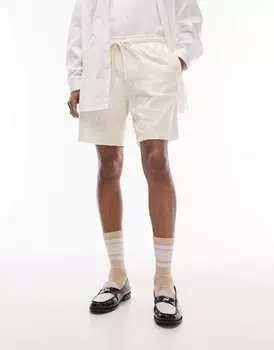 Бежево-бежевые шорты-махровые с узором Topman