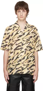 Бежево-черная рубашка Bodil Nanushka