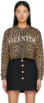 Бежево-черная толстовка с леопардовым логотипом Valentino