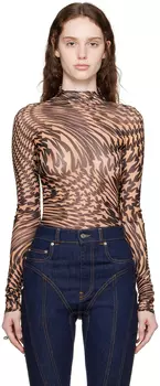 Бежево-черная водолазка Star Star black Mugler