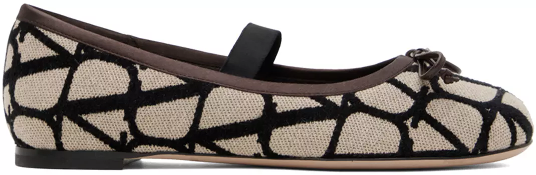 Бежево-черные балетки Iconographe с туалетной бумагой Valentino Garavani