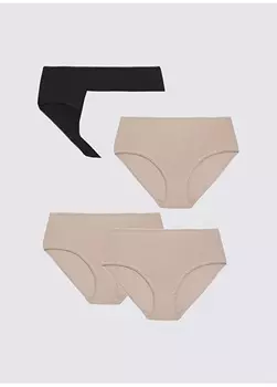 Бежево-черные женские трусики-бикини Marks & Spencer