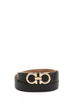 Бежево-черный мужской кожаный ремень Ferragamo