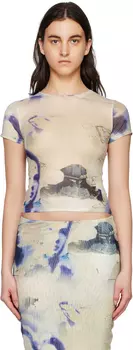 Бежево-фиолетовая мини-футболка Miaou