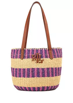 Бежево-фиолетовая женская сумка-шоппер Lauren Ralph Lauren