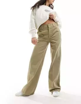 Бежево-коричневые широкие офисные брюки Dickies